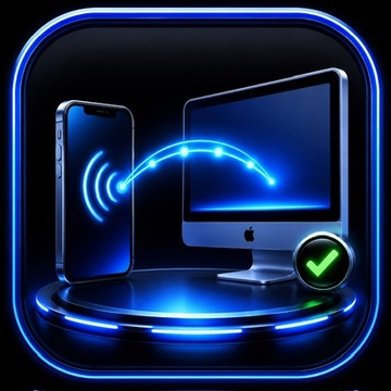 MacRemote icon showing an iPhone connecting to a Mac with a green check